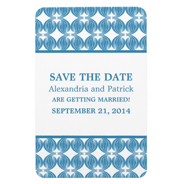 Modern Deco Save the Date Magnet, Blue Magnet (Vertical)