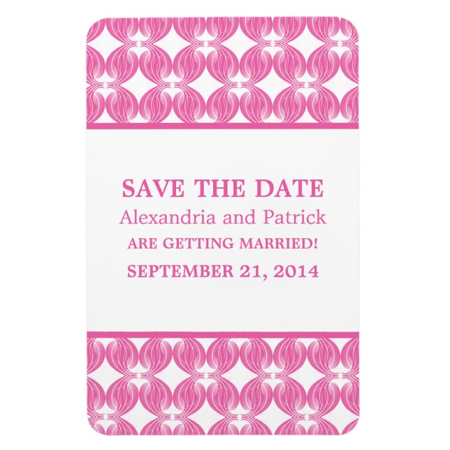 Modern Deco Save the Date Magnet, Pink Magnet (Vertical)