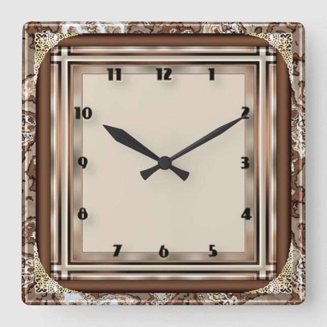 Modern Deco Square Wall Clock (Front)