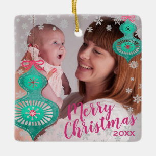 Modern Decorative Baubles Christmas Photo Ceramic Ornament