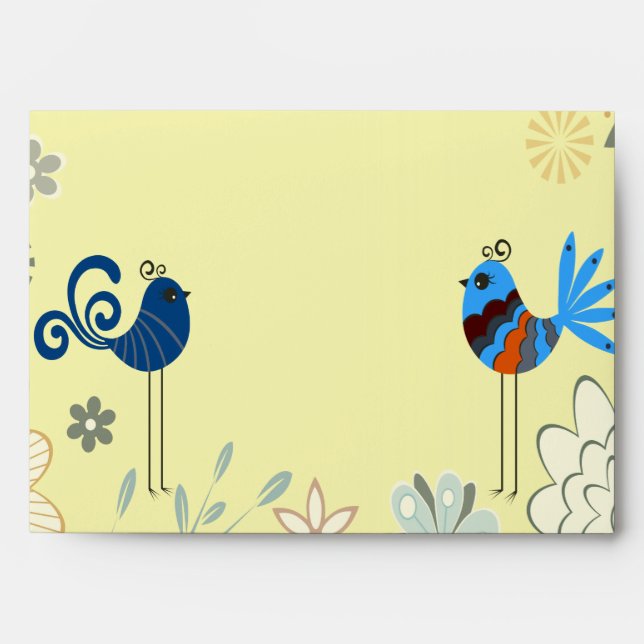 Modern Decorative Blue Birds Envelope (Front)