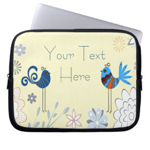Modern Decorative Blue Birds Laptop Sleeve