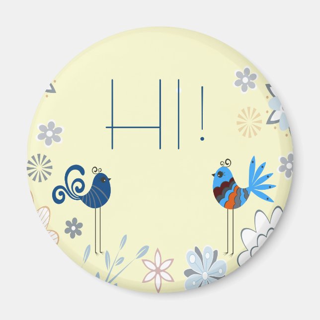 Modern Decorative Blue Birds Magnet (Front)