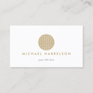 Modern Decorative Circle Logo in Gold Business Card