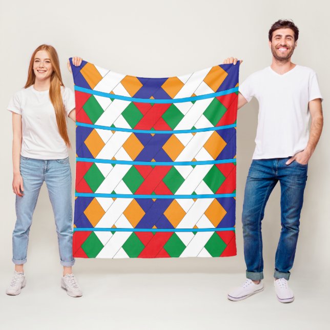 Modern Decorative Colourful Geometric Pattern Fleece Blanket (In Situ)