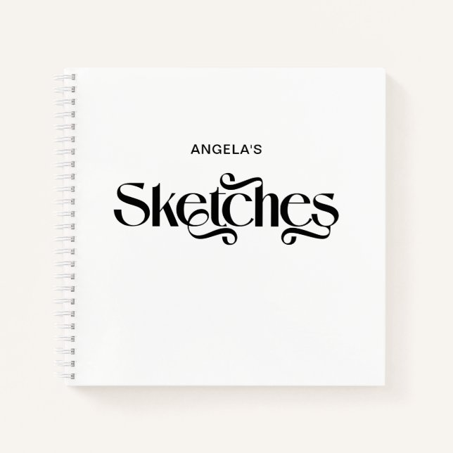 Modern Decorative Elegant Typography Sketches Notebook (Front)