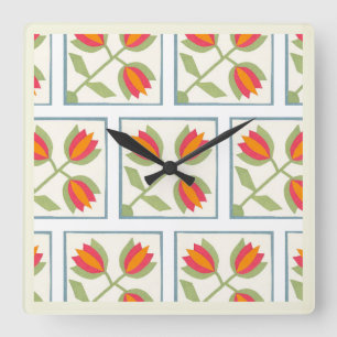 Modern Decorative Flowers Pattern Square Wall Clock