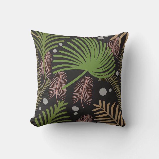 Modern Decorative Foliage Floral Pattern Cushion (Front)
