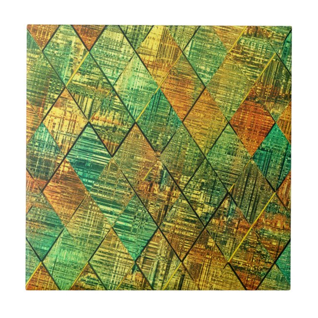 Modern Decorative Geometric Stained Glass Ceramic Tile (Front)