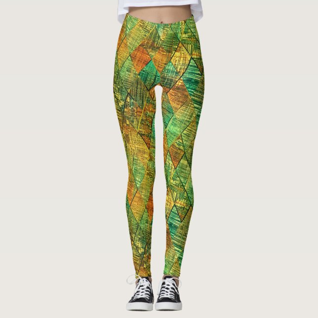 Modern Decorative Geometric Stained Glass Leggings (Front)