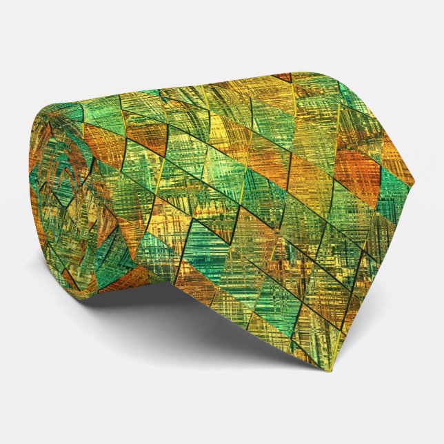 Modern Decorative Geometric Stained Glass Tie (Rolled)