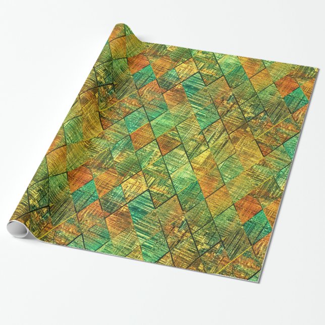 Modern Decorative Geometric Stained Glass Wrapping Paper (Unrolled)