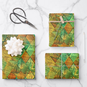 Modern Decorative Geometric Stained Glass Wrapping Paper Sheet