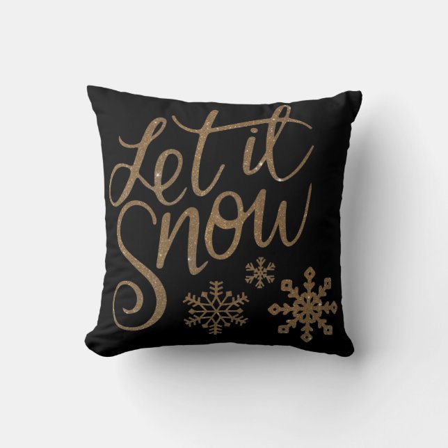 Modern Decorative Let it Snow Crystal Snowflake Cushion (Front)