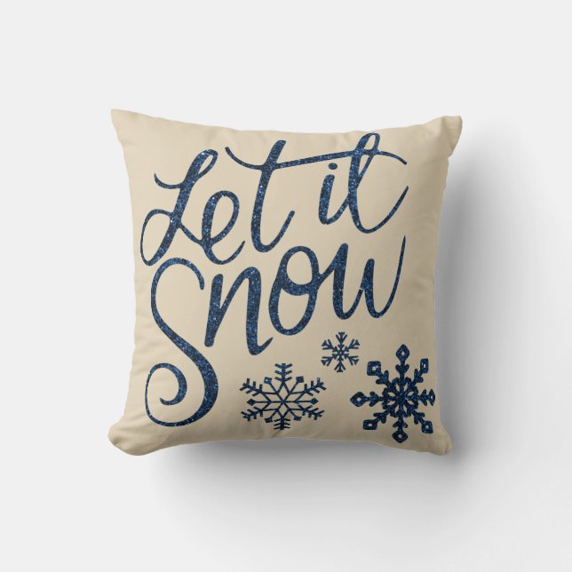Modern Decorative Let it Snow Crystal Snowflake Cushion (Front)