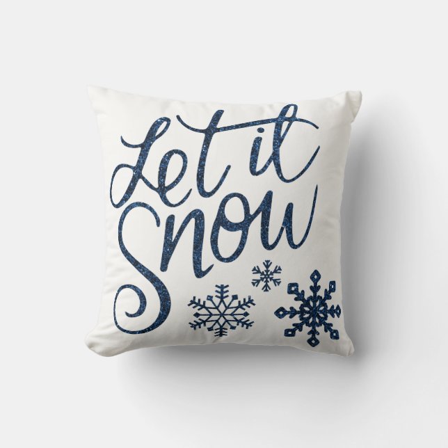 Modern Decorative Let it Snow Crystal Snowflake Cushion (Front)