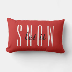 Modern Decorative Let it Snow Typography Lumbar Cushion
