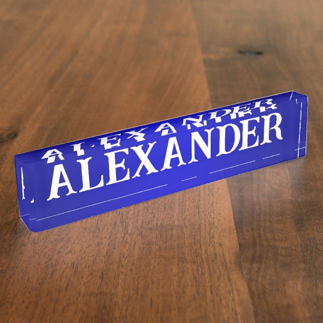 Modern Decorative Name Blue Gradient Nameplate (Side)