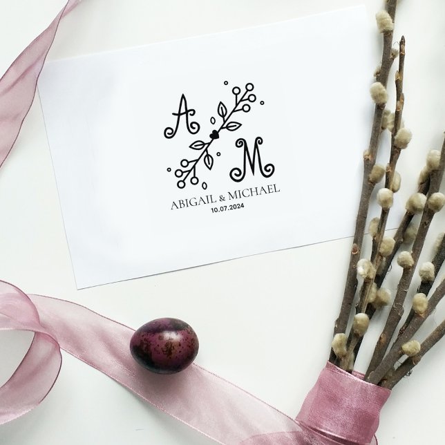 Modern Decorative Wedding Monogram  Rubber Stamp (Creator Uploaded)