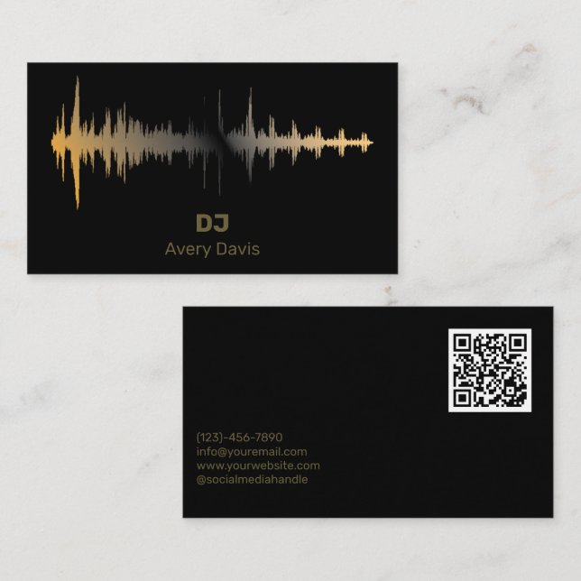 Modern Deejay DJ Music Beat Professional QR Code Business Card (Front/Back)