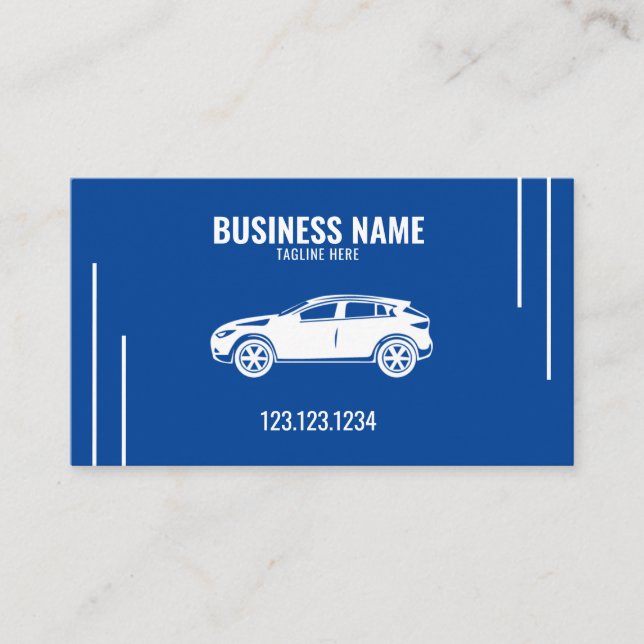 Modern Deep Blue Mobile Car Wash & Detailing Business Card (Front)