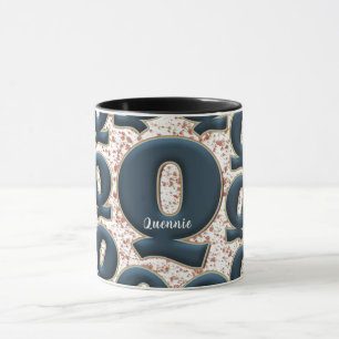 Modern Deep Blue Monogram Customized Name Cute Mug