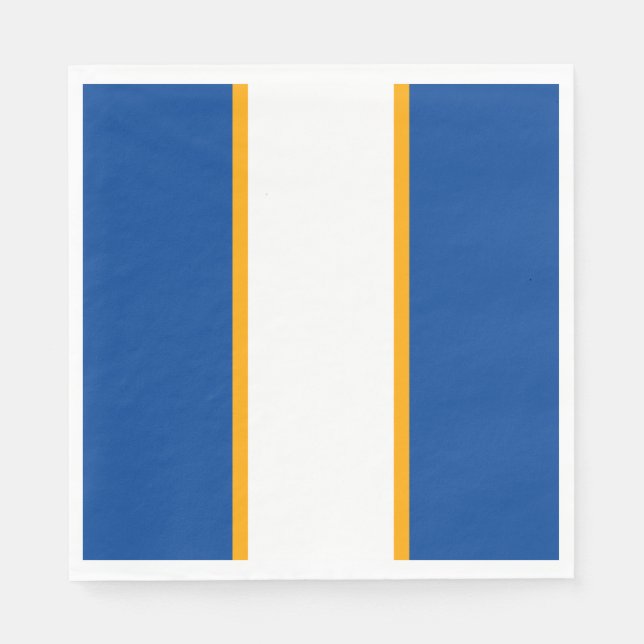 Modern Deep Blue White Orange Racing Stripes Napkin (Front)