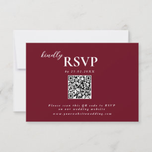 Modern Deep Burgundy or Wine  Wedding chic RSVP Card