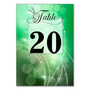 Modern Deep Green Bokeh Background Wedding Table Number
