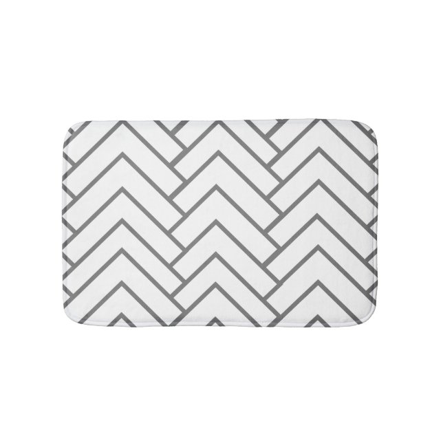 Modern Deep Grey Geometrical Design Pattern Bath Mat (Front)