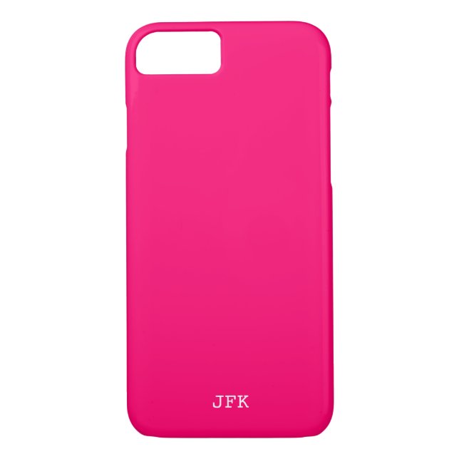 Modern deep hot pink solid initials custom  Case-Mate iPhone case (Back)