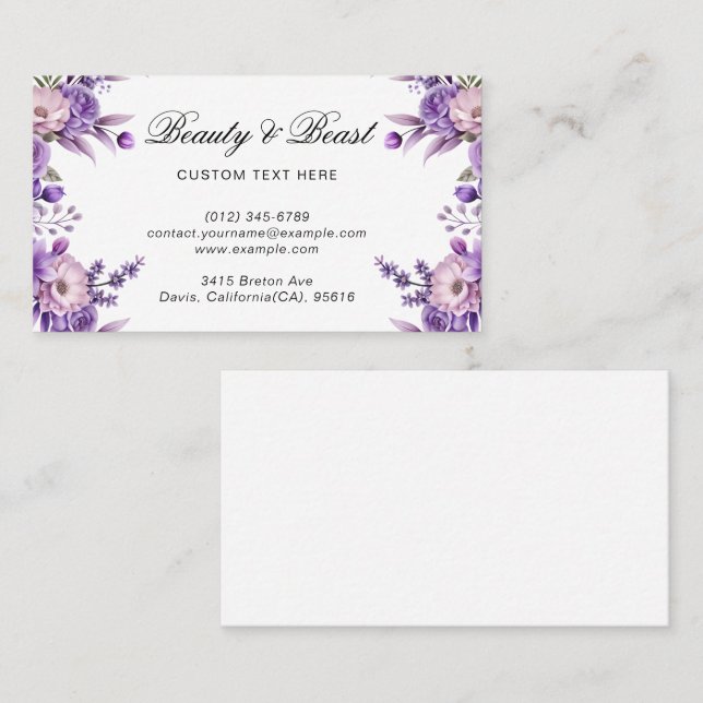 Modern Deep Pink Floral Calling Card with Elegance (Front/Back)