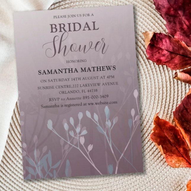 Modern Deep Plum Foliage Bridal Shower Invitation (Creator Uploaded)