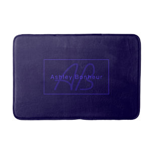 Modern Deep Purple Colours   Cool Name & Monogram Bath Mat