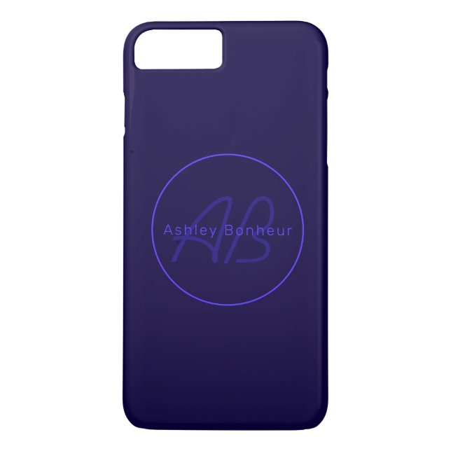Modern Deep Purple Colours | Cool Name & Monogram Case-Mate iPhone Case (Back)