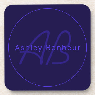 Modern Deep Purple Colours Cool Name & Monogram Coaster