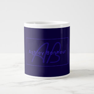 Modern Deep Purple Colours   Cool Name & Monogram Large Coffee Mug