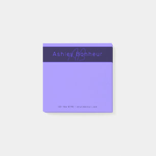 Modern Deep Purple Colours   Cool Name & Monogram Post-it Notes
