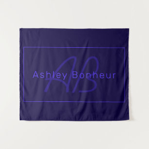 Modern Deep Purple Colours   Cool Name & Monogram Tapestry