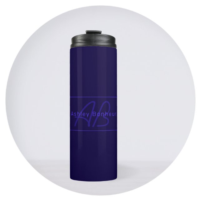 Modern Deep Purple Colours | Cool Name & Monogram Thermal Tumbler (Creator Uploaded)