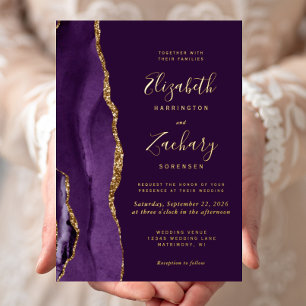 Modern Deep Purple Gold Agate Wedding