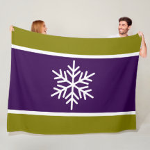Modern Deep Purple Olive Stripes White Snowflake