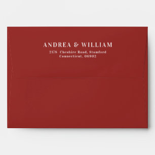 Modern Deep Red Christmas Wedding Envelope