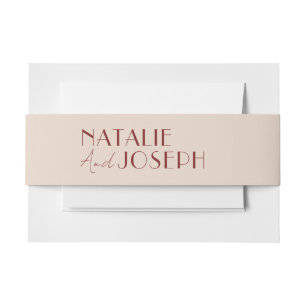 Modern Deep Red Unique Fancy Wedding Invitation Belly Band