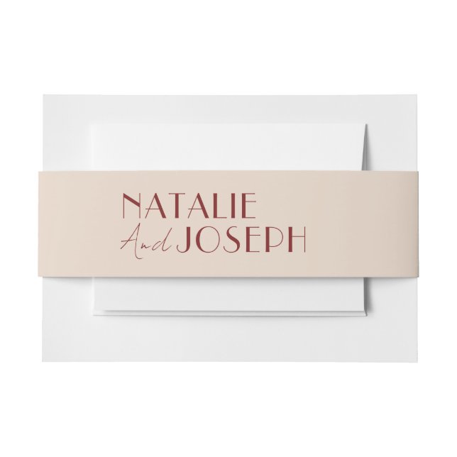 Modern Deep Red Unique Fancy Wedding Invitation Belly Band (Front Example)