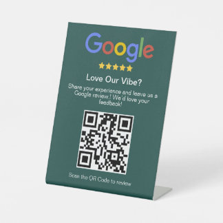 Modern Deep Teal Google Review Custom QR Code Pedestal Sign