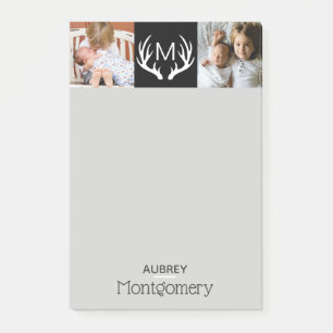 Modern Deer Antlers Family Photos Personalised Post-it Notes