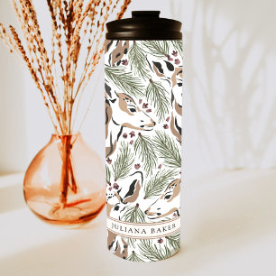 Modern Deer Foliage Personalised Thermal Tumbler