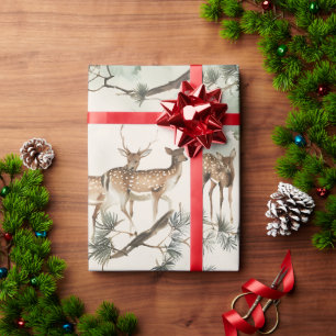 Modern deers watercolor wrapping paper