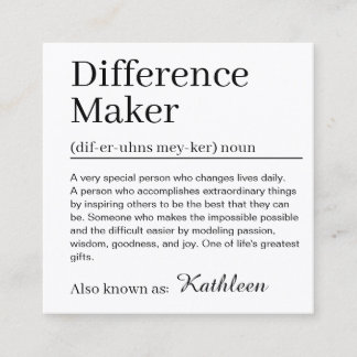Modern Definition Difference Maker Square Business Card